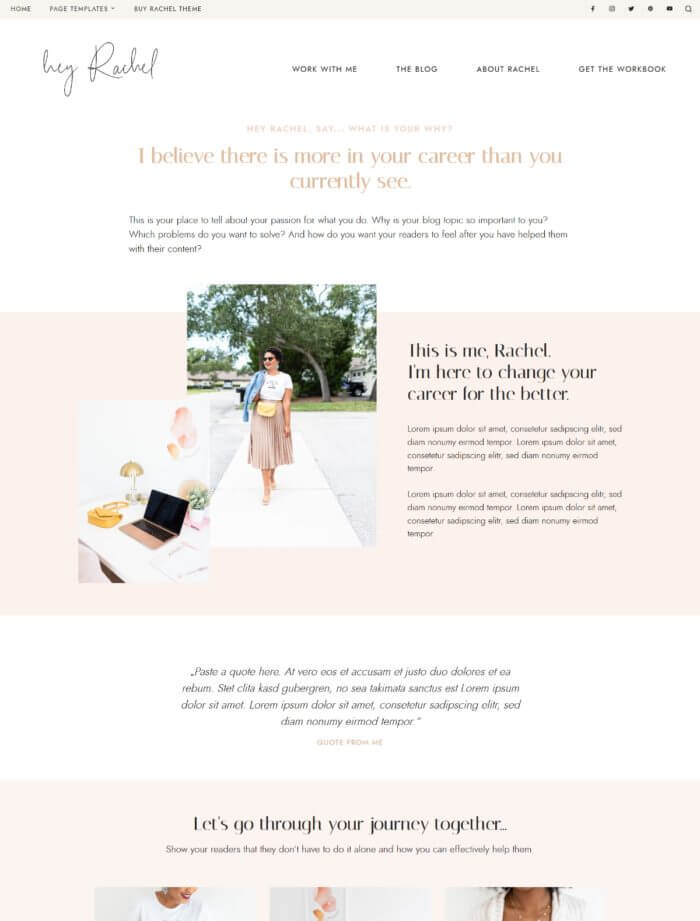 hey-Rachel-WordPress-theme-modern-feminine-blog-theme-About-page-template